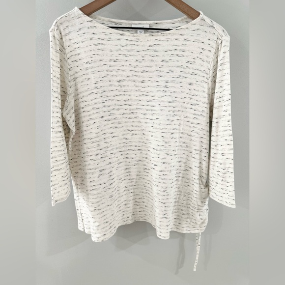 J. Jill Pure Jill 3/4 Sleeve Gray Space Dye Side Ruched Top Size Large - Picture 3 of 5